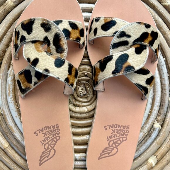 Ancient Greek Sandals Desmos – Pony Leopard, Size 39 (Like New) - Picture 2 of 6